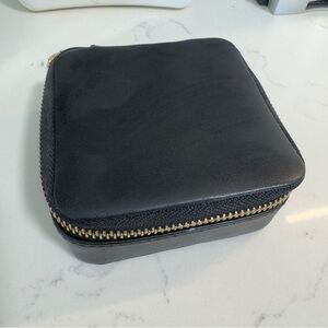 Jewelry Travel Box in Black Vegan Leather with Gold Hardware